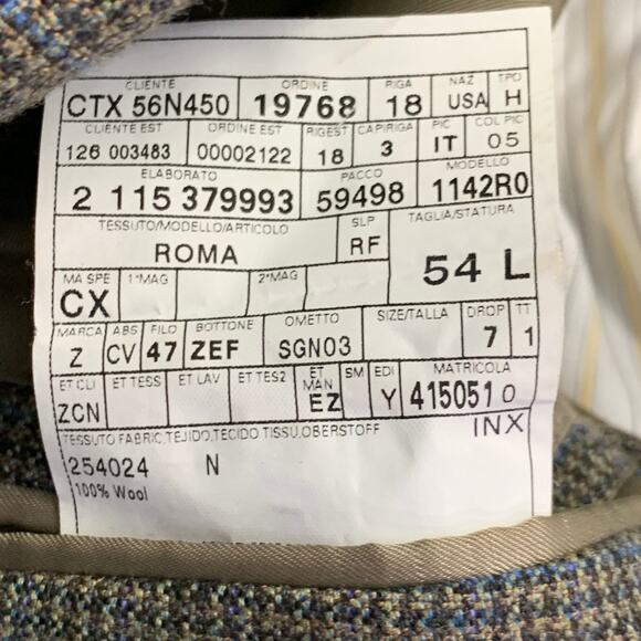 ERMENEGILDO ZEGNA Size 44 Long Grey Blue Houndstooth Wool Sport Coat - Picture 8 of 8